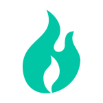 a green icon of a fire